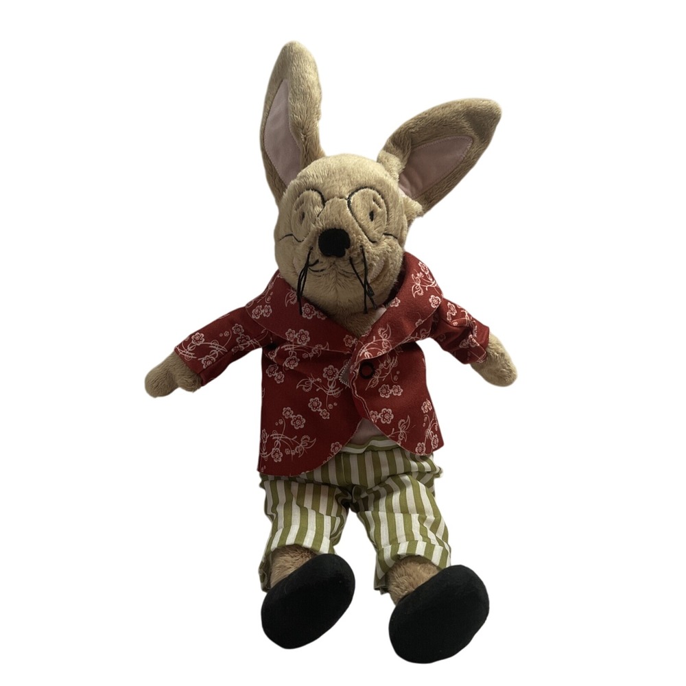 Ikea PIPHARE Bunny‎ Rabbit 15" Plush Stuffed Soft Glasses Jacket Striped Pants